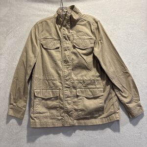 Gap Jacket Women's Small Beige Core Utility Cotton Snap Front Field Safari Coat